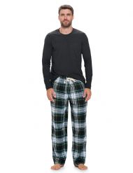 Ashford & Brooks Mens Long-Sleeve Top Flannel Pants Pajama Sleepwear Set - Green Blackwatch Plaid