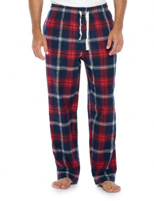 Ashford & Brooks Mens Super Soft Flannel Plaid Pajama Sleep Pants - Red Navy Plaid - This Ashford & Brooks Premium mens Luxurious Cozy Flannel plaid pajama sleep pants is made from durable ultra-soft 55% Cotton /45% Polyester fabric. Designed with a roomy relaxed fit. The Fabric blend is designed to give you that soft and warm touch, at the same time prevent excessive shrinkage unlike the 100% Cotton Flannel fabric. It'll keep you warm and comfortable during the cold winter days yet stylish at the same time. The mens Flannel Pajama sleep lounge bottoms features; Elasticized waist and drawstring bow tie closure for easy pull on and added comfort, concealed open fly and 2 side seam pockets, approx. 31" inseam. This comfort sleepwear PJ sleep bottom jammies available in regular and plus sizes, small up to 4X Large, is perfect for sleeping or lounging around the House. Soft to touch feels great against skin, you will not want to get them off! Makes a great Holiday gift or for any occasion. 