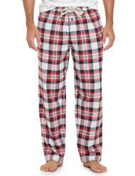 Ashford & Brooks Mens Super Soft Flannel Plaid Pajama Sleep Pants - White Stewart Plaid