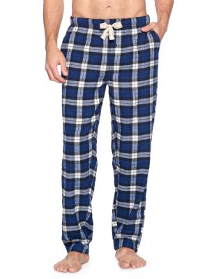 Ashford & Brooks Mens Super Soft Flannel Plaid Pajama Sleep Pants - Black Navy Plaid - This Ashford & Brooks Premium mens Luxurious Cozy Flannel plaid pajama sleep pants is made from durable ultra-soft 55% Cotton /45% Polyester fabric. Designed with a roomy relaxed fit. The Fabric blend is designed to give you that soft and warm touch, at the same time prevent excessive shrinkage unlike the 100% Cotton Flannel fabric. It'll keep you warm and comfortable during the cold winter days yet stylish at the same time. The mens Flannel Pajama sleep lounge bottoms features; Elasticized waist and drawstring bow tie closure for easy pull on and added comfort, concealed open fly and 2 side seam pockets, approx. 31" inseam. This comfort sleepwear PJ sleep bottom jammies available in regular and plus sizes, small up to 4X Large, is perfect for sleeping or lounging around the House. Soft to touch feels great against skin, you will not want to get them off! Makes a great Holiday gift or for any occasion. 