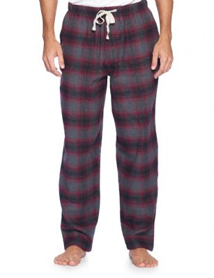 Ashford & Brooks Mens Super Soft Flannel Plaid Pajama Sleep Pants - Grey/Burgundy Plaid - This Ashford & Brooks Premium mens Luxurious Cozy Flannel plaid pajama sleep pants is made from durable ultra-soft 55% Cotton /45% Polyester fabric. Designed with a roomy relaxed fit. The Fabric blend is designed to give you that soft and warm touch, at the same time prevent excessive shrinkage unlike the 100% Cotton Flannel fabric. It'll keep you warm and comfortable during the cold winter days yet stylish at the same time. The mens Flannel Pajama sleep lounge bottoms features; Elasticized waist and drawstring bow tie closure for easy pull on and added comfort, concealed open fly and 2 side seam pockets, approx. 31" inseam. This comfort sleepwear PJ sleep bottom jammies available in regular and plus sizes, small up to 4X Large, is perfect for sleeping or lounging around the House. Soft to touch feels great against skin, you will not want to get them off! Makes a great Holiday gift or for any occasion. 