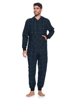 Ashford & Brooks Mens Flannel Hooded One Piece Pajama Union Jumpsuit - Blackwatch Plaid - This Ashford & Brooks mens Luxurious Mens Long Sleeve zip up One Piece hooded Union Suit Pajama is made from durable ultra-soft 55% Cotton /45% Polyester fabric. Designed with a roomy relaxed fit. The Fabric blend is designed to give you that Super soft and warm feel to the touch, at the same time prevent excessive shrinkage unlike the 100% Cotton Flannel fabric. This One-piece pjs features; Easy front zipper closure, long sleeves with ribbed cuffs, attached hoody with Cotton lining, 2 Front kangaroo pockets, approx. 64" inch length, beautiful Plaid patterns, This Zip Up Union Suit Pajama Lounger is perfect for sleeping or lounging around the house. It'll keep you cozy, warm, and comfortable during the cold winter days, you will not want to get them off! A great holiday Gift for him or any other occasion, Comes in Beautifully Gift-Wrapped packaging. 