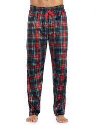 Ashford & Brooks Women's Woven Short Sleeve Shirt and Pajama Pants Set,  Blue/Burgundy, XL 