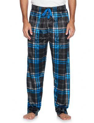 Ashford & Brooks Men's Mink Fleece Sleep Lounge Pajama Pants - Blue/Black Plaid - These Men's Classic Micro Mink Fleece Pajama Bottoms Sleepwear Pants from Ashford & Brooks is made from a lightweight soft premium 100% Polyester fabric. Exceptionally lightweight Designed to keep you Cozy and warm during the cold winter days, wear it as a layering piece, at home, lazy around the house or to sleep in comfort! Pj Pant features; Comfortable covered inner elastic waistband for a more custom fit with self-tie drawstring, two side seam pockets, concealed functional button fly, approx. 31" Inseam length. Loose and roomy fit to ensure maximum comfort and plenty of room to ease while lounging and sleeping, Fun cute prints and patterns, Get the perfect Nightwear Pjs Christmas holiday or birthday gift set for your fathers, husband, teen boys, or a friend you love, Check out our matching Women's collection