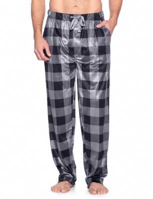 Ashford & Brooks Men's Mink Fleece Sleep Lounge Pajama Pants - Charcoal Buffalo Check - These Men's Classic Micro Mink Fleece Pajama Bottoms Sleepwear Pants from Ashford & Brooks is made from a lightweight soft premium 100% Polyester fabric. Exceptionally lightweight Designed to keep you Cozy and warm during the cold winter days, wear it as a layering piece, at home, lazy around the house or to sleep in comfort! Pj Pant features; Comfortable covered inner elastic waistband for a more custom fit with self-tie drawstring, two side seam pockets, concealed functional button fly, approx. 31" Inseam length. Loose and roomy fit to ensure maximum comfort and plenty of room to ease while lounging and sleeping, Fun cute prints and patterns, Get the perfect Nightwear Pjs Christmas holiday or birthday gift set for your fathers, husband, teen boys, or a friend you love, Check out our matching Women's collection