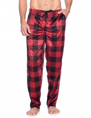 Ashford & Brooks Men's Mink Fleece Sleep Lounge Pajama Pants - Red Buffalo Check - These Men's Classic Micro Mink Fleece Pajama Bottoms Sleepwear Pants from Ashford & Brooks is made from a lightweight soft premium 100% Polyester fabric. Exceptionally lightweight Designed to keep you Cozy and warm during the cold winter days, wear it as a layering piece, at home, lazy around the house or to sleep in comfort! Pj Pant features; Comfortable covered inner elastic waistband for a more custom fit with self-tie drawstring, two side seam pockets, concealed functional button fly, approx. 31" Inseam length. Loose and roomy fit to ensure maximum comfort and plenty of room to ease while lounging and sleeping, Fun cute prints and patterns, Get the perfect Nightwear Pjs Christmas holiday or birthday gift set for your fathers, husband, teen boys, or a friend you love, Check out our matching Women's collection