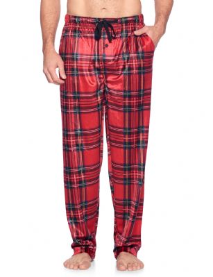 Ashford & Brooks Men's Mink Fleece Sleep Lounge Pajama Pants - Red Stewart Plaid - These Men's Classic Micro Mink Fleece Pajama Bottoms Sleepwear Pants from Ashford & Brooks is made from a lightweight soft premium 100% Polyester fabric. Exceptionally lightweight Designed to keep you Cozy and warm during the cold winter days, wear it as a layering piece, at home, lazy around the house or to sleep in comfort! Pj Pant features; Comfortable covered inner elastic waistband for a more custom fit with self-tie drawstring, two side seam pockets, concealed functional button fly, approx. 31" Inseam length. Loose and roomy fit to ensure maximum comfort and plenty of room to ease while lounging and sleeping, Fun cute prints and patterns, Get the perfect Nightwear Pjs Christmas holiday or birthday gift set for your fathers, husband, teen boys, or a friend you love, Check out our matching Women's collection