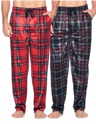 Ashford & Brooks Men's Mink Fleece Sleep Lounge Pajama Pants 2 Pack - Pack 10 - These Men's Classic Micro Mink Fleece Pajama Bottoms Sleepwear Pants 2 piece set from Ashford & Brooks is made from a lightweight soft premium 100% Polyester fabric. Exceptionally lightweight Designed to keep you Cozy and warm during the cold winter days, wear it as a layering piece, at home, lazy around the house or to sleep in comfort! Pj Pant features; Comfortable covered inner elastic waistband for a more custom fit with self-tie drawstring, two side seam pockets, concealed functional button fly, approx. 31" Inseam length. Loose and roomy fit to ensure maximum comfort and plenty of room to ease while lounging and sleeping, Fun cute prints and patterns, Get the perfect Nightwear Pjs Christmas holiday or birthday gift set for your fathers, husband, teen boys, or a friend you love, Check out our matching Women's collection