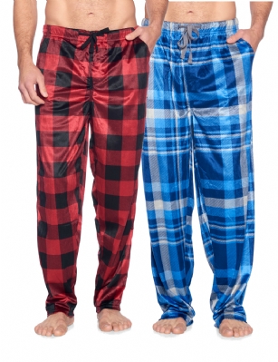 Ashford & Brooks Men's Mink Fleece Sleep Lounge Pajama Pants 2 Pack - Pack 7 - These Men's Classic Micro Mink Fleece Pajama Bottoms Sleepwear Pants 2 piece set from Ashford & Brooks is made from a lightweight soft premium 100% Polyester fabric. Exceptionally lightweight Designed to keep you Cozy and warm during the cold winter days, wear it as a layering piece, at home, lazy around the house or to sleep in comfort! Pj Pant features; Comfortable covered inner elastic waistband for a more custom fit with self-tie drawstring, two side seam pockets, concealed functional button fly, approx. 31" Inseam length. Loose and roomy fit to ensure maximum comfort and plenty of room to ease while lounging and sleeping, Fun cute prints and patterns, Get the perfect Nightwear Pjs Christmas holiday or birthday gift set for your fathers, husband, teen boys, or a friend you love, Check out our matching Women's collection