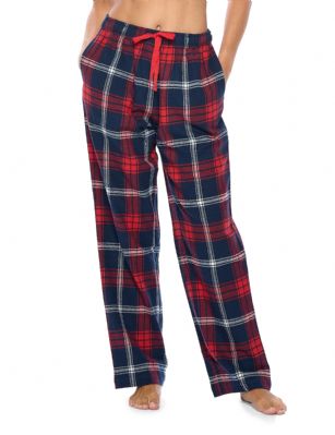 Ashford & Brooks Women's Super Soft Flannel Plaid Pajama Sleep Pants - Red Navy Plaid - This Ashford & Brooks Womens Premium Cozy Flannel plaid pajama sleep pants is made from durable ultra-soft 55% Cotton /45% Polyester fabric and is designed with a roomy relaxed fit. The Womens Flannel Pajama sleep lounge pant features; Elasticized waist and drawstring bow tie closure for easy pull on and added comfort, 2 side seam pockets, and has 31" inseam. This comfort sleepwear PJ sleep bottom jammies is perfect for sleeping or lounging around the House. The Fabric blend is designed to give you that soft and warm touch, at the same time prevent excessive shrinkage unlike the 100% Cotton Flannel fabric. It'll keep you warm and comfortable during the cold winter days yet stylish at the same time. Soft to touch feels great against skin, you will not want to get them off! Makes a great Holiday gift or any other occasion. 