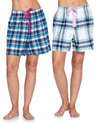 Ashford & Brooks Women's 2 Pack Soft Flannel Plaid Pajama Lounge Sleep Shorts - Set 8