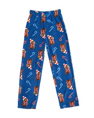 Ashford & Brooks Junior Micro Fleece Sleep Lounge Pajama Pants - Navy Dog & Candy Cane - These Unisex Youth Classic Mink Fleece Pajama bottoms Sleepwear Pants from Ashford & Brooks is made from a lightweight soft premium 100% Polyester fabric. Exceptionally lightweight Designed to keep you Cozy and warm during the cold winder days, Wear it as a layering piece, at home, lazy around the house or to sleep in comfort! Pant features; Comfortable covered inner elastic waistband for a more custom fit with drawstring, two side seam pockets, concealed functional open fly, approx. 30" Inseam length. Loose and roomy fit to ensure maximum comfort and plenty of room to ease while lounging and sleeping, Fun cute prints and patterns,Comes in Beautifully Gift Wrapped packaging Get the perfect Nightwear Pjs Christmas holiday or birthday gift set for your teen boys, Girls, or a friend you love, Check out our matching Women's collection