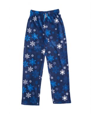 Ashford & Brooks Junior Micro Fleece Sleep Lounge Pajama Pants - Navy Frozen Snowflake - These Unisex Youth Classic Mink Fleece Pajama bottoms Sleepwear Pants from Ashford & Brooks is made from a lightweight soft premium 100% Polyester fabric. Exceptionally lightweight Designed to keep you Cozy and warm during the cold winder days, Wear it as a layering piece, at home, lazy around the house or to sleep in comfort! Pant features; Comfortable covered inner elastic waistband for a more custom fit with drawstring, two side seam pockets, concealed functional open fly, approx. 30" Inseam length. Loose and roomy fit to ensure maximum comfort and plenty of room to ease while lounging and sleeping, Fun cute prints and patterns,Comes in Beautifully Gift Wrapped packaging Get the perfect Nightwear Pjs Christmas holiday or birthday gift set for your teen boys, Girls, or a friend you love, Check out our matching Women's collection