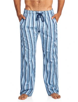 Balanced Tech Men's Woven Sleep Lounge Pajama Pants - LT Blue/Navy - These Men's Classic Cotton Blend Woven Pajama bottoms Sleepwear Pants from Balanced Tech is made from a lightweight soft 60% Cotton/40% Polyester Woven fabric. Wear it as a layering piece, to workout, around the house or to sleep in comfort! Pant features; Comfortable covered inner elastic waistband for a more custom fit with contrast color drawstring, two side seam pockets, concealed functional button fly, tag-less labeling and logo detail, approx. 30" Inseam length. Loose and roomy fit to ensure maximum comfort and plenty of room to ease while lounging and sleeping, itll keep you cool and comfortable throughout the night. About the Brand - Balanced Tech designed in USA, is an activewear brand that infuses technology, driven by the latest trends with style and comfort for everyday goals and challenges. Whether you are working up a serious sweat or hanging out on a Sunday, you can always look and feel great with Balanced Tech!