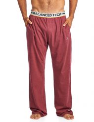 Balanced Tech Men's Solid Cotton Knit Pajama Lounge Pants - Burgundy Heather Grey