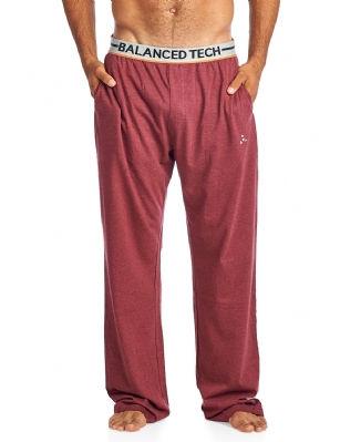 Balanced Tech Men's Solid Cotton Knit Pajama Lounge Pants - Burgundy Heather Grey - From lounging around the house to curling up in bed, These Men's Cotton Pajama Lounge Pants from Balanced Tech is made out of a lightweight cozy 100% Cotton jersey knit fabric featuring; Two side pockets, tag-less labeling, contrast bright colored signature comfortable elastic waistband, approx. 32" Inseam length, and a relaxed, roomy fit to ensure maximum comfort and plenty of room to ease while lounging and sleeping.