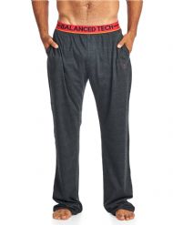 Balanced Tech Men's Solid Cotton Knit Pajama Lounge Pants - Charcoal Heather Red