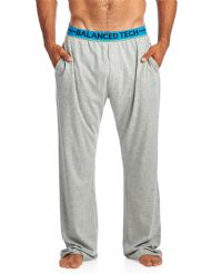 Balanced Tech Men's Solid Cotton Knit Pajama Lounge Pants - Light Heather Grey/Blue