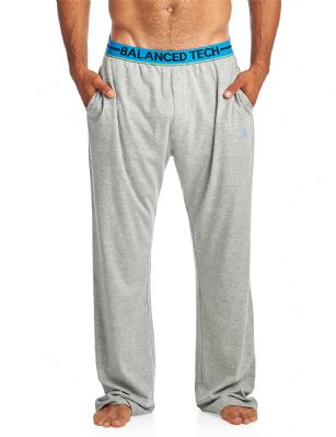 Balanced Tech Men's Solid Cotton Knit Pajama Lounge Pants - Light Heather Grey/Blue - From lounging around the house to curling up in bed, These Men's Cotton Pajama Lounge Pants from Balanced Tech is made out of a lightweight cozy 100% Cotton jersey knit fabric featuring; Two side pockets, tag-less labeling, contrast bright colored signature comfortable elastic waistband, approx. 32" Inseam length, and a relaxed, roomy fit to ensure maximum comfort and plenty of room to ease while lounging and sleeping.