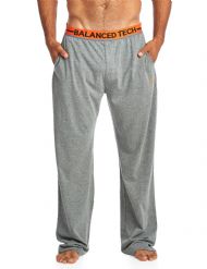 Balanced Tech Men's Solid Cotton Knit Pajama Lounge Pants - Medium Heather Grey/Orange