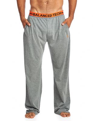 Balanced Tech Men's Solid Cotton Knit Pajama Lounge Pants - Medium Heather Grey/Orange - From lounging around the house to curling up in bed, These Men's Cotton Pajama Lounge Pants from Balanced Tech is made out of a lightweight cozy 100% Cotton jersey knit fabric featuring; Two side pockets, tag-less labeling, contrast bright colored signature comfortable elastic waistband, approx. 32" Inseam length, and a relaxed, roomy fit to ensure maximum comfort and plenty of room to ease while lounging and sleeping.