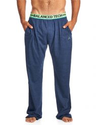 Balanced Tech Men's Solid Cotton Knit Pajama Lounge Pants - Navy Heather/Green
