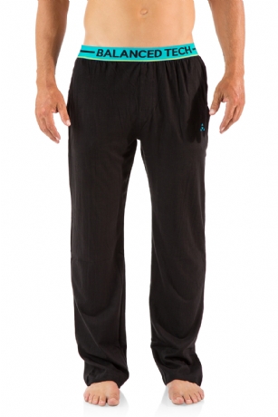 Balanced Tech Men's Solid Cotton Knit Pajama Lounge Pants - Black/Blue - From by lounging around the house to curling up in bed, These Men's Cotton Pyjama bottom Lounge Pants from Balanced Tech is made out of a lightweight cozy 100% Cotton jersey knit fabric featuring; Two side pockets, tag-less labeling, contrast bright colored signature comfortable elastic waistband, approx. 32" Inseam length, and a relaxed, roomy fit to ensure maximum comfort and plenty of room to ease while lounging and sleeping.