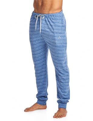 Balanced Tech Men's Jersey Knit Jogger Lounge Pants - Striation Denim - The Balanced Tech Men's Jersey Knit Sweatpants blends style with comfort. Constructed from lightweight 60% Cotton/ 40% Polyester fabric that's super soft and comfortable, it's a must to have in any active lounge wardrobe! Wear it as a layering piece, to workout, around the house or to sleep in. This easy lounge jogger takes comfort to the next level. Featuring elasticized waist with contrast color drawstring, 2 side pockets, cuffed ankles, tag-less construction, non-functional fly and logo detail. Pant measures: Approx. 29" to 30" inch inseam, varies according to size. Stretch construction improves mobility while maintaining its shape. It'll keep you cool and comfortable throughout.About the Brand - Balanced Tech designed in USA, is an activewear brand that infuses technology, Driven by the latest trends with style and comfort for everyday goals and challenges. Whether you are working up a serious sweat or hanging out on a Sunday, you can always look and feel great with Balanced Tech!