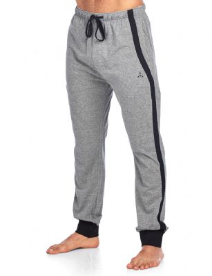 Balanced Tech Men's Color Block Stripe Jersey Knit Jogger Lounge Pants - Medium Heather Grey / Black - The Balanced Tech Men's Jersey Knit Sweatpants blends style with comfort. Constructed from lightweight 60% Cotton/ 40% Polyester fabric that's super soft and comfortable, it's a must to have in any active lounge wardrobe! Wear it as a layering piece, to workout, around the house or to sleep in. This easy lounge jogger takes comfort to the next level. Featuring elasticized waist with contrast color drawstring, 2 side pockets, cuffed ankles, tag-less construction, non-functional fly and logo detail. Pant measures: Approx. 29" to 30" inch inseam, varies according to size. Stretch construction improves mobility while maintaining its shape. It'll keep you cool and comfortable throughout.About the Brand - Balanced Tech designed in USA, is an activewear brand that infuses technology, Driven by the latest trends with style and comfort for everyday goals and challenges. Whether you are working up a serious sweat or hanging out on a Sunday, you can always look and feel great with Balanced Tech!