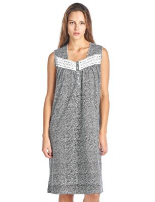 Casual Nights Women's Fancy Lace Trim Sleeveless Nightgown - Black - Please use this size chart to determine which size will fit you best, if your measurements fall between two sizes we recommend ordering a larger size as most people prefer their sleepwear a little looser. Nightgown Length 40".Medium: Measures US Size 68, Chests/Bust 35-36" Large: Measures US Size 10-12, Chests/Bust 37-38" X-Large: Measures US Size 12-14, Chests/Bust 38.5-40" XX-Large: Measures US Size 16-18, Chests/Bust 41.5-43" 3X-Large: Measures US Size 18-20, Chests/Bust 43.5-46" 4X-Large: Measures US Size 20-22, Chests/Bust 46.5-48" Hit the sack in total comfort with this Soft and lightweight Knit Night Gown from Casual Nights in fun floral, stripe, and dot patterns. Sleeveless Nightshirt features: 5 Button closure, square neck, detailed with lace and flower embroidery applique for an extra feminine touch. Approximately 40" from shoulder to hem. A comfortable fit perfect for sleeping or lounging around the house as a day dress. 