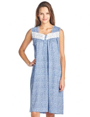 Casual Nights Women's Fancy Lace Trim Sleeveless Nightgown - Navy - Please use this size chart to determine which size will fit you best, if your measurements fall between two sizes we recommend ordering a larger size as most people prefer their sleepwear a little looser. Nightgown Length 40".Medium: Measures US Size 68, Chests/Bust 35-36" Large: Measures US Size 10-12, Chests/Bust 37-38" X-Large: Measures US Size 12-14, Chests/Bust 38.5-40" XX-Large: Measures US Size 16-18, Chests/Bust 41.5-43" 3X-Large: Measures US Size 18-20, Chests/Bust 43.5-46" 4X-Large: Measures US Size 20-22, Chests/Bust 46.5-48" Hit the sack in total comfort with this Soft and lightweight Knit Night Gown from Casual Nights in fun floral, stripe, and dot patterns. Sleeveless Nightshirt features: 5 Button closure, square neck, detailed with lace and flower embroidery applique for an extra feminine touch. Approximately 40" from shoulder to hem. A comfortable fit perfect for sleeping or lounging around the house as a day dress. 