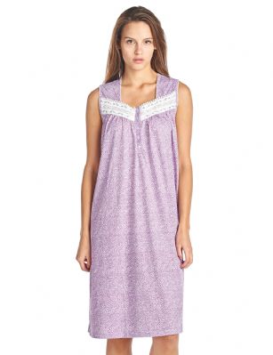 Casual Nights Women's Fancy Lace Trim Sleeveless Nightgown - Purple - Please use this size chart to determine which size will fit you best, if your measurements fall between two sizes we recommend ordering a larger size as most people prefer their sleepwear a little looser. Nightgown Length 40".Medium: Measures US Size 68, Chests/Bust 35-36" Large: Measures US Size 10-12, Chests/Bust 37-38" X-Large: Measures US Size 12-14, Chests/Bust 38.5-40" XX-Large: Measures US Size 16-18, Chests/Bust 41.5-43" 3X-Large: Measures US Size 18-20, Chests/Bust 43.5-46" 4X-Large: Measures US Size 20-22, Chests/Bust 46.5-48" Hit the sack in total comfort with this Soft and lightweight Knit Night Gown from Casual Nights in fun floral, stripe, and dot patterns. Sleeveless Nightshirt features: 5 Button closure, square neck, detailed with lace and flower embroidery applique for an extra feminine touch. Approximately 40" from shoulder to hem. A comfortable fit perfect for sleeping or lounging around the house as a day dress. 