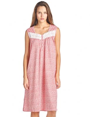 Casual Nights Women's Fancy Lace Trim Sleeveless Nightgown - Red - Please use this size chart to determine which size will fit you best, if your measurements fall between two sizes we recommend ordering a larger size as most people prefer their sleepwear a little looser. Nightgown Length 40".Medium: Measures US Size 68, Chests/Bust 35-36" Large: Measures US Size 10-12, Chests/Bust 37-38" X-Large: Measures US Size 12-14, Chests/Bust 38.5-40" XX-Large: Measures US Size 16-18, Chests/Bust 41.5-43" 3X-Large: Measures US Size 18-20, Chests/Bust 43.5-46" 4X-Large: Measures US Size 20-22, Chests/Bust 46.5-48" Hit the sack in total comfort with this Soft and lightweight Knit Night Gown from Casual Nights in fun floral, stripe, and dot patterns. Sleeveless Nightshirt features: 5 Button closure, square neck, detailed with lace and flower embroidery applique for an extra feminine touch. Approximately 40" from shoulder to hem. A comfortable fit perfect for sleeping or lounging around the house as a day dress. 