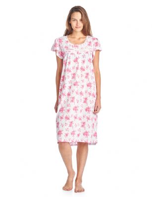 Casual Nights Women's Cotton Short Sleeve Sleep Dress Nightshirt - Pink - Please use this size chart to determine which size will fit you best, if your measurements fall between two sizes we recommend ordering a larger size as most people prefer their sleepwear a little looser. Medium: Measures US Size 68, Chests/Bust 35-36" Large: Measures US Size 10-12, Chests/Bust 37-38" X-Large: Measures US Size 12-14, Chests/Bust 38.5-40" XX-Large: Measures US Size 16-18, Chests/Bust 41.5-43" This fresh and Feminine Pullover Nightshirt from Casual Nights Lounge and sleepwear Collection, designed in floral pretty print. Features: short sleeves, round neck, lace and ribbon accented at yolk, 5 button closure, approx. 40 length, the lightweight 100% cotton fabric sets this sleep dress apart from the rest, youll love slipping on and feel comfortable to wear around the house or to sleep in. 