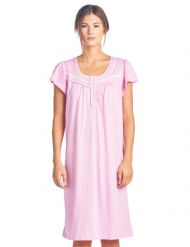 Casual Nights Women's Short Sleeve Polka Dot And Lace Nightgown - Pink