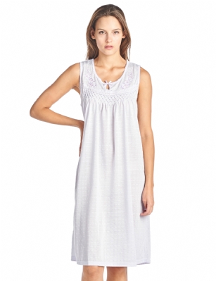 Casual Nights Women's Sleeveless Embroidered Pointelle Nightgown - Purple - Size recommendation: Size Medium (4-6) Large (8-10) X-Large (12-14) XX-Large (16-18), Order one size up For a more Relaxed FitHit the sack in total comfort with this Soft and lightweightCotton BlendNightgown, Featuresround neck,Approximately 38" from shoulder to hem, sleeveless, has a keyhole neckline, embroidery lace and pretty smocking on the yoke for an extra feminine touch. A comfortable fit perfect for sleeping or lounging around.