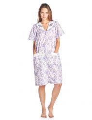 Casual Nights Women's Woven Snap-Front Lounger House Dress - Purple
