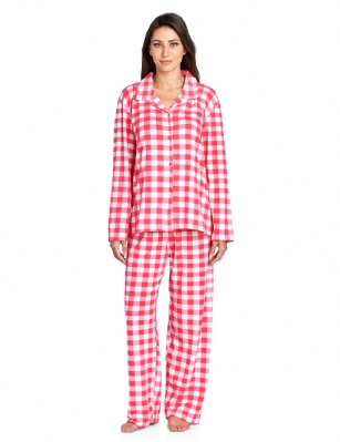 Casual Nights Women's Long Sleeve Rayon Button Down Pajama Set - Red Plaid - Please use our size chart to determine which size will fit you best, if your measurements fall between two sizes we recommend ordering a larger size as most people prefer their sleepwear a little looser.Medium: Measures US Size 8-10, Chests/Bust 36-38" Large: Measures US Size 12-14, Chests/Bust 38.5-40" X-Large: Measures US Size 16-18, Chests/Bust 41.5-42" XX-Large: Measures US Size 18-20, Chests/Bust 43-45"Soft and lightweight Rayon Knit Pajamas in a fun prints and patterns, coziest pajamas you'll ever own. Features Button down closure with notch collar, matching easy pull on pajama pants with elastic waistband for added comfort, These pjs offer comfortable straight fit perfect for sleeping or curling up on the couch to watch a movie.