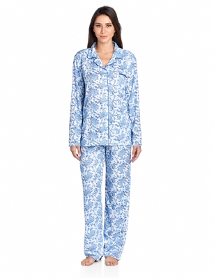 Casual Nights Women's Long Sleeve Floral Pajama Set - Blue - Please use our size chart to determine which size will fit you best, if your measurements fall between two sizes we recommend ordering a larger size as most people prefer their sleepwear a little looser.Small: Measures US Size 4-6, Chests/Bust 35-38" Medium: Measures US Size 8-10, Chests/Bust 37-40" Large: Measures US Size 12-14, Chests/Bust 38-42" X-Large: Measures US Size 14-16, Chests/Bust 42-44" XX-Large: Measures US Size 16-18, Chests/Bust 44-46" 3X-Large: Measures US Size 22, Chests/Bust 46-484X-Large: Measures US Size 24, Chests/Bust 50-54"Soft and lightweight Knit Pajamas in a fun floral pattern, coziest pajamas you'll ever own. Features Button closure, Piped finish, elastic drawstring waist and open pocket. These pjs offer comfortable straight fit perfect for sleeping or curling up on the couch to watch a movie.<