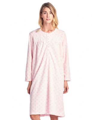Casual Nights Women's Long Sleeve Micro Fleece Cozy Floral Nightgown - Pink - Hit the sack in total comfort with this Soft and lightweight Micro Fleece Gownin a funFloral patterns, Features7 Button closure,Long sleeves,detailed with lace Ribbonfor an extra feminine touch. A comfortable fit perfect for sleeping or lounging around.