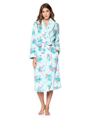 Casual Nights Women's Floral Long Sleeve Mini Popcorn Fleece Plush Robe - Green - Sizing Recommendations: Size Medium (4-6) Large (8-10) X-Large (12-14) XX-Large (16-18)Wrap around in comfort with this cozy warm Plush Fleece Robe From Casual Nights, Exceptionally lightweight Bathrobe with Fun and elegant prints. Featuring a shawl collar and foldover cuffs, Long sleeves, matching self-Tie belt, Attached inner tie and 2 hand Pockets. Effortless Design perfect for Lounging, Relaxing or just layering on.