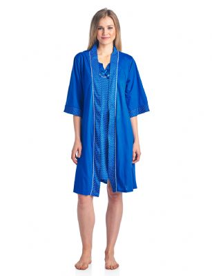 Casual Nights Women's Sleepwear 2 Piece Nightgown and Robe Set - Blue - Size Recommendations: Medium (6-8) Large (10-12) X-Large (14-16) XX-Large (18-20), Order size up for more a relaxed fit. Settle in for a quiet evening at home with this soft and cozy Sleepwear Night Gown and Robe Set for Women. it's made from a super comfortable cotton blend knit fabric. Sleeveless chemise nightshirt measures approx. 36" in, different neck styles offered. Coordinating Wrap Kimono Robefeatures matching self-tie belt, attached inner tie, side seem pockets, 3/4 sleeves with roomy armholes, approx. 38" in length. perfect for Lounging, Relaxing or just layering on. See the variety of beautiful prints and colors, styled with ruffles, lace, pipping, or bow. Choose the set you love most! 