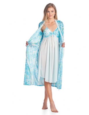 Casual Nights Women's Satin 2 Piece Robe and Nightgown Set - Green - Size Recommendations: Medium (2-4) Large (6-8) X-Large (10-12) XX-Large (14-16), Order size up for better lounging. Settle in for a quiet evening at home with this soft and cozy Sleepwear Set from Casual Nights, designed in silky satin fabric with a Sexy flowing silhouette. Robe features roomy armholes, self-tie closure, approx. 48" in length. Matching sleeveless chemise nightshirt measures approx. 36" in, different neck styles offered. Wrap up your night in something luxe. Effortless design perfect for Lounging, Relaxing or just layering on. See the selection of beautiful prints and solid colors, styled with delicate ruffles, lace, contrast trimming, or bow. Choose the set that suits you best! 