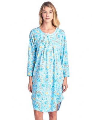 Casual Nights Women's Floral Pintucked Long Sleeve Nightgown - Aqua - Please use this size chart to determine which size will fit you best, if your measurements fall between two sizes we recommend ordering a larger size as most people prefer their sleepwear a little looser.Medium: Measures US Size 68, Chests/Bust 35-36" Large: Measures US Size 10-12, Chests/Bust 37-38" X-Large: Measures US Size 12-14, Chests/Bust 38.5-40" XX-Large: Measures US Size 16-18, Chests/Bust 40.5-42"3X-Large: Measures US Size 18-20, Chests/Bust 41.5-43"4X-Large: Measures US Size 22-24, Chests/Bust 42.5-44"5X-Large: Measures US Size 26-28, Chests/Bust 43.5-45"Hit the sack in total comfort with this Soft and lightweight Cotton Blend Nightgown, Features round neck, Approximately 40" inches from shoulder to hem, long sleeves, 5 button closure, detailed with lace, satin ribbon, pin-tucked detail for an extra feminine touch. A comfortable fit perfect for sleeping or lounging around.Get the perfect Christmas holiday or birthday gift set for your wife, elderly mom, teen girls, or a friend you love.