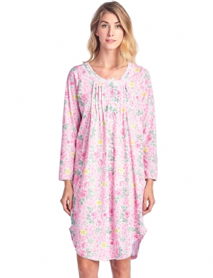 Casual Nights Women's Floral Pintucked Long Sleeve Nightgown - Pink - Please use this size chart to determine which size will fit you best, if your measurements fall between two sizes we recommend ordering a larger size as most people prefer their sleepwear a little looser.Medium: Measures US Size 68, Chests/Bust 35-36" Large: Measures US Size 10-12, Chests/Bust 37-38" X-Large: Measures US Size 12-14, Chests/Bust 38.5-40" XX-Large: Measures US Size 16-18, Chests/Bust 40.5-42"3X-Large: Measures US Size 18-20, Chests/Bust 41.5-43"4X-Large: Measures US Size 22-24, Chests/Bust 42.5-44"5X-Large: Measures US Size 26-28, Chests/Bust 43.5-45"Hit the sack in total comfort with this Soft and lightweight Cotton Blend Nightgown, Features round neck, Approximately 40" inches from shoulder to hem, long sleeves, 5 button closure, detailed with lace, satin ribbon, pin-tucked detail for an extra feminine touch. A comfortable fit perfect for sleeping or lounging around.Get the perfect Christmas holiday or birthday gift set for your wife, elderly mom, teen girls, or a friend you love.