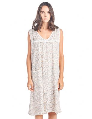 Casual Nights Women's Cotton Sleeveless Nightgown Sleep Shirt Chemise - White Orange - Please use our size chart to determine which size will fit you best, if your measurements fall between two sizes we recommend ordering a larger size as most people prefer their sleepwear a little looser.  Medium: Measures US Size 68, Chests/Bust 35-36" Large: Measures US Size 10-12, Chests/Bust 37-38" X-Large: Measures US Size 12-14, Chests/Bust 38.5-40" XX-Large: Measures US Size 16-18, Chests/Bust 41.5-42" 3X-Large: Measures US Size 18-20, Chests/Bust 42.5-44" You'll love slipping into This Women's Cotton Sleeveless Nightgown Shirt from Casual Nights thats made of a 100% breathable soft cotton fabric which feels great to touch and even greater to wear. Sleep nightshirt features; Beautiful flower prints and designs, V-neck, sleeveless, open pocket, front bow and lace accent, flirty length measures Approx. 35" inches from shoulder to hem. Wear it alone or with pajama shorts or pants. Excellent gift idea for any occasion. 