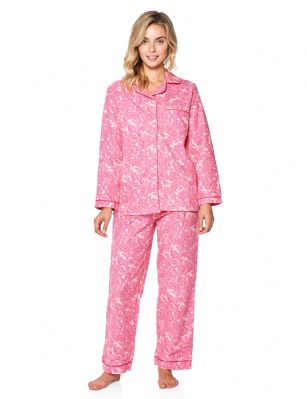 Casual Nights Women's Flannel Long Sleeve Button Down Pajama Set - Pink - Please use our size chart to determine which size will fit you best, if your measurements fall between two sizes we recommend ordering a larger size as most people prefer their sleepwear a little looser.Small: Measures US Size 4-6, Chests/Bust 35-38" Medium: Measures US Size 8-10, Chests/Bust 37-40" Large: Measures US Size 12-14, Chests/Bust 38-42" X-Large: Measures US Size 14-16, Chests/Bust 42-44" XX-Large: Measures US Size 16-18, Chests/Bust 44-46" 3X-Large: Measures US Size 22, Chests/Bust 46-484X-Large: Measures US Size 24, Chests/Bust 50-54"Soft and lightweight Flannel Pajamas in a fun paisley pattern, coziest pajamas you'll ever own. Features Button down closure, Lace And Ribbon finish, elastic drawstring waist. These pjs offer comfortable straight fit perfect for sleeping or curling up on the couch to watch a movie.