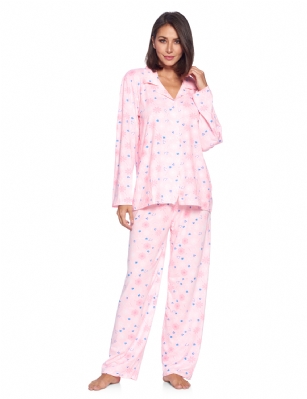 Casual Nights Women's Long Sleeve Rayon Button Down Pajama Set - Pink - Please use our size chart to determine which size will fit you best, if your measurements fall between two sizes we recommend ordering a larger size as most people prefer their sleepwear a little looser.Medium: Measures US Size 8-10, Chests/Bust 36-38" Large: Measures US Size 12-14, Chests/Bust 38.5-40" X-Large: Measures US Size 16-18, Chests/Bust 41.5-42" XX-Large: Measures US Size 18-20, Chests/Bust 43-45"Soft and lightweight Rayon Knit Pajamas in a fun prints and patterns, coziest pajamas you'll ever own. Features Button down closure with notch collar, matching easy pull on pajama pants with elastic waistband for added comfort, These pjs offer comfortable straight fit perfect for sleeping or curling up on the couch to watch a movie.