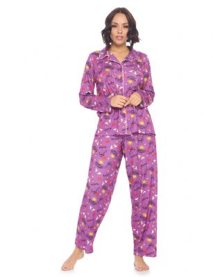 Casual Nights Women's Rayon Printed Long Sleeve Soft Pajama Set - Purple Girls Power - Soft and lightweight Rayon Knit Pajamas in a fun prints and patterns, coziest pajamas you'll ever own. Features Button down closure with notch collar, matching easy pull on pajama pants with elastic waistband for added comfort, These pj's offer comfortable straight fit perfect for sleeping or curling up on the couch to watch a movie.Please use our size chart to determine which size will fit you best, if your measurements fall between two sizes we recommend ordering a larger size as most people prefer their sleepwear a little looser.Medium: Measures US Size 8-10, Chests/Bust 3''-38" Large: Measures US Size 12-14, Chests/Bust 38.5"-40"X-Large: Measures US Size 16-18, Chests/Bust 41.5"-42XX-Large: Measures US Size 18-20, Chests/Bust 43"-45" 