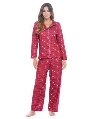 Casual Nights Women's Rayon Printed Long Sleeve Soft Pajama Set - Red I Love Bed - Soft and lightweight Rayon Knit Pajamas in a fun prints and patterns, coziest pajamas you'll ever own. Features Button down closure with notch collar, matching easy pull on pajama pants with elastic waistband for added comfort, These pj's offer comfortable straight fit perfect for sleeping or curling up on the couch to watch a movie.Please use our size chart to determine which size will fit you best, if your measurements fall between two sizes we recommend ordering a larger size as most people prefer their sleepwear a little looser.Medium: Measures US Size 8-10, Chests/Bust 3''-38" Large: Measures US Size 12-14, Chests/Bust 38.5"-40"X-Large: Measures US Size 16-18, Chests/Bust 41.5"-42XX-Large: Measures US Size 18-20, Chests/Bust 43"-45" 